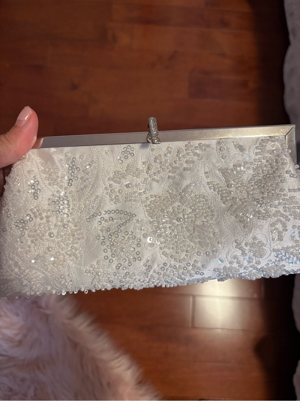 David’s Bridal White Clutch